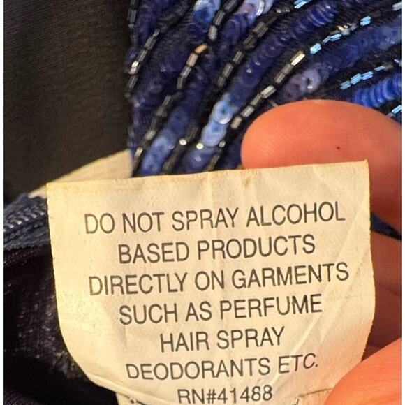 Mac Duggal Blue Gown Womens 10 Style# 4611D Embellished Beaded Dress Sequin READ - Picture 11 of 16